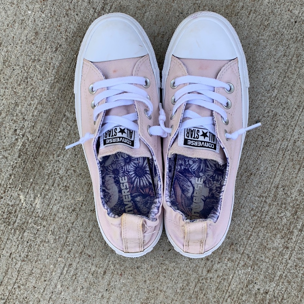 Light pink slip on Converse